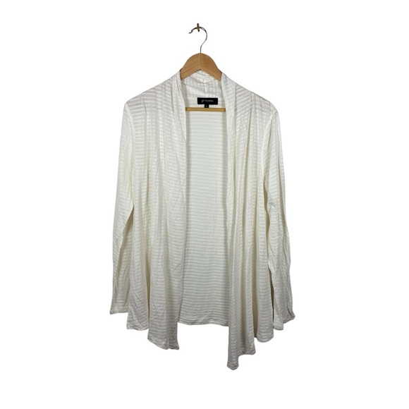 Grayson Women’s Open Semi-Sheer Striped Cardigan in Ivory Size L - Picture 3 of 7